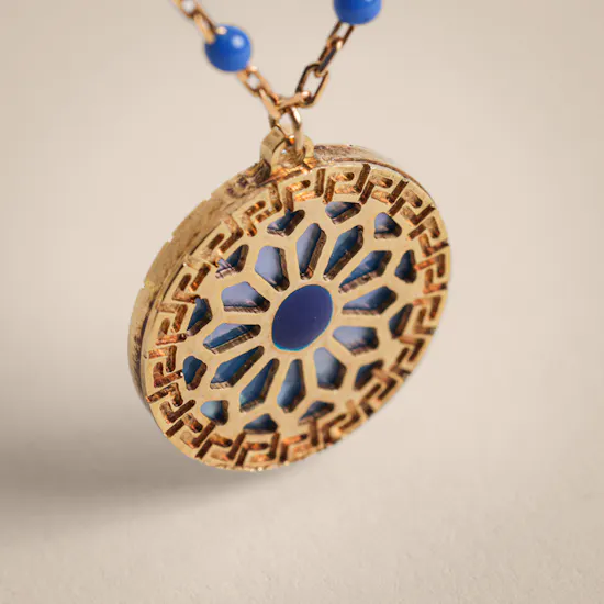 Damas Amelia Athens Gold Necklace with Blue and White Mother of Pearl