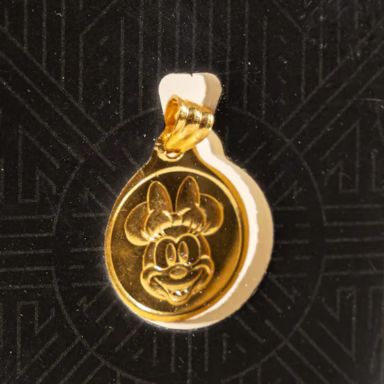 Btc Minnie Mouse 21k Gold Coin | Patchi Chocolate and Pink Rose Bouquet