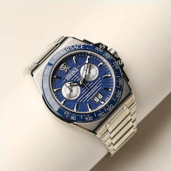 Versace Silver Greca Reaction Chronograph Men's Watch