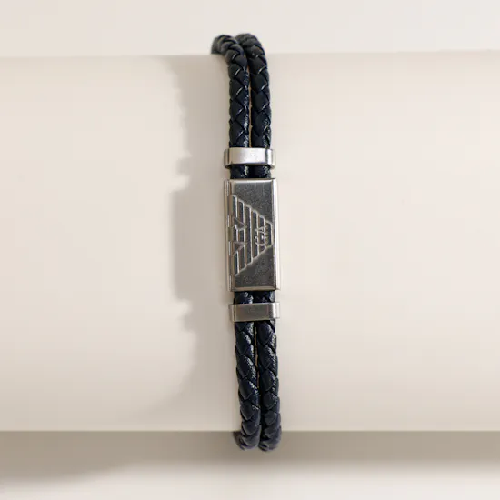 Emporio Armani Blue Leather ID Men’s Bracelet