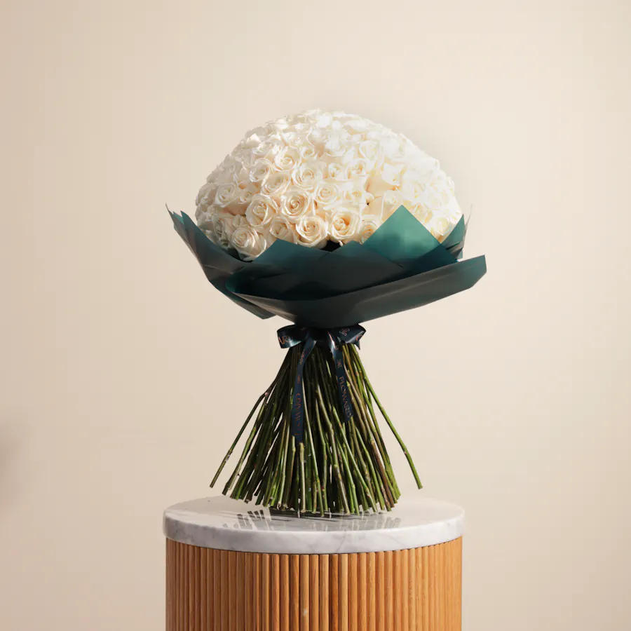 Snowy Bliss Bouquet | 150 Roses 1