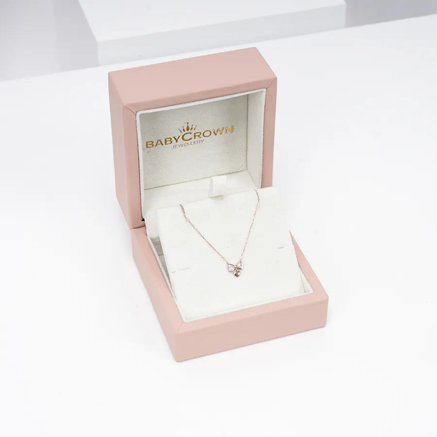 Heart Rose Necklace Studded with White Diamonds 3