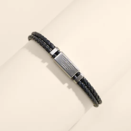 Emporio Armani Leather Cord Men Bracelet