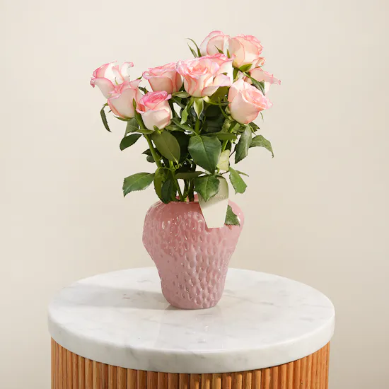 Strawberry Blush Flower Vase