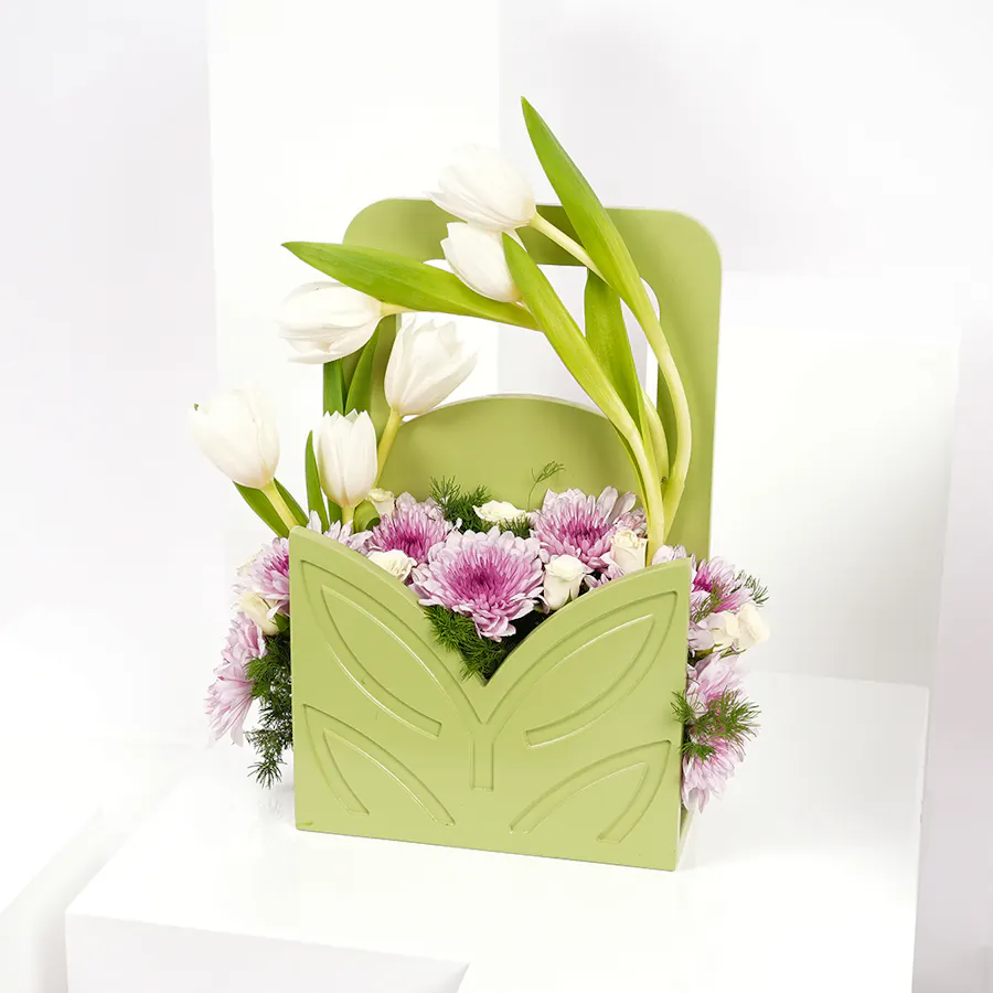 Blooming Beauty Wooden Basket  1