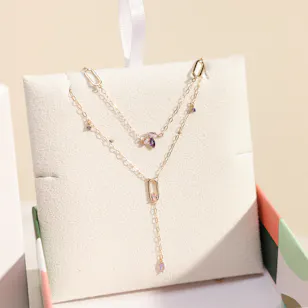 Miss L by L'azurde Multishaped Colored Stones Layered Gold Necklace