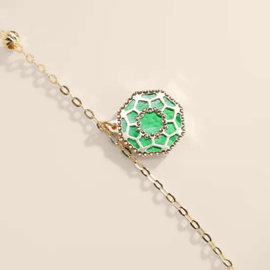 Damas Amelia Marrakesh Green and Blue Mother of Pearl Gold Bracelet