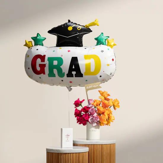 Ibraq Abaq Pomegranate Musk Unisex EDP | Congrats Grad Flowers and Balloon