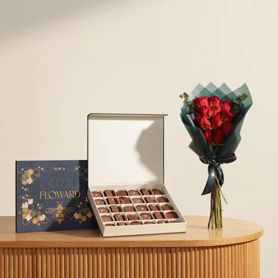 Floward Essence of Joy Medium Chocolate Box | Artistic Flowers Bouquet