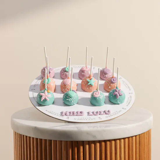 December Cake Personalized Mermaid Round Cake Pops