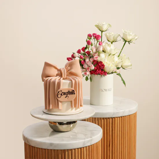 Madeleine Congrats Big Bow Cake | Endless Flowers Box