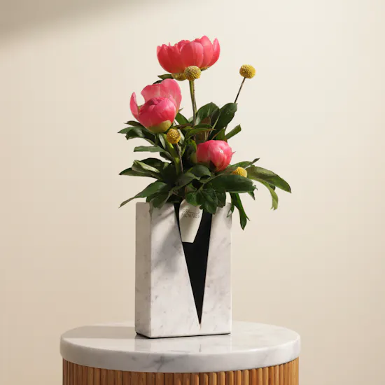 Coral Peony Marble Vase