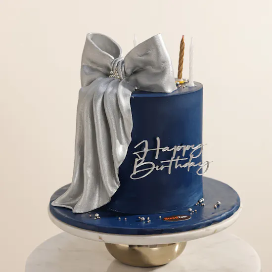 BreadTalk Silver Ribbon Navy Birthday Cake