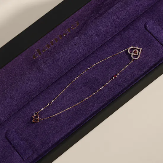 Damas Love by Damas Rose Gold Diamond and Ruby Heart Bracelet