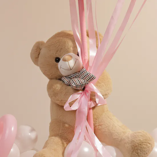 Balloonizer Welcome Baby Girl Balloons & Teddy Bear Set