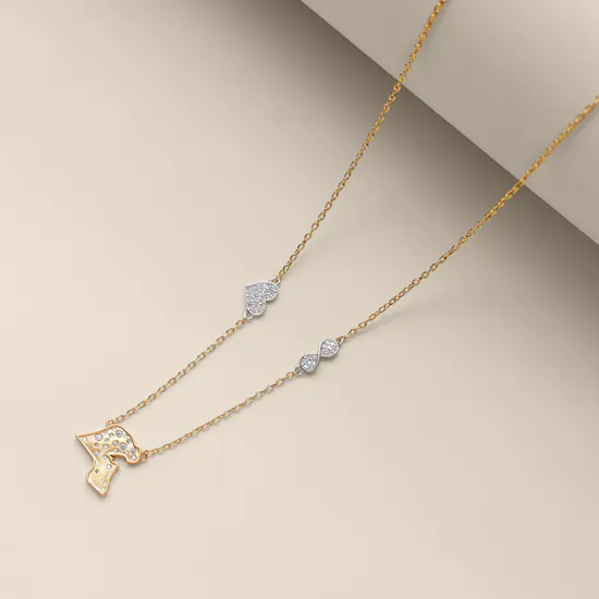 Velvet Desert Kuwait Map Outline Charm Gold Plated Necklace