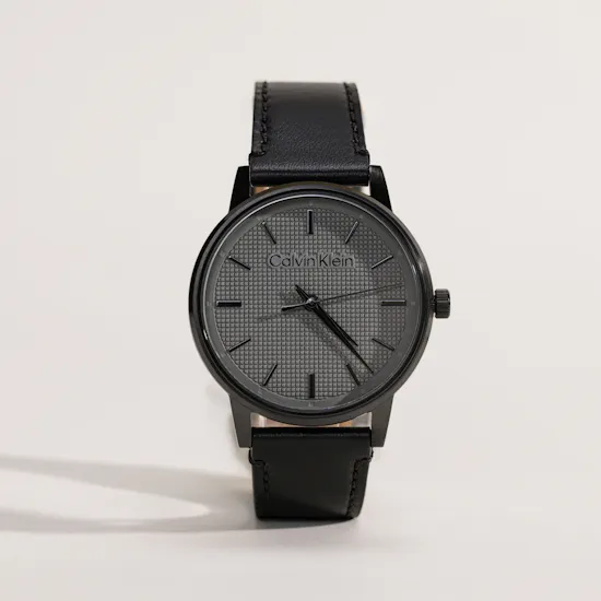 Calvin Klein Linked Leather Black Men's Watch