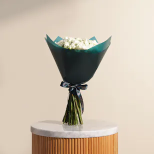 Royal White Baby Rose Bouquet | 35 Flowers