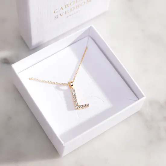 Caroline Svedbom Mini L Letter Crystal Necklace