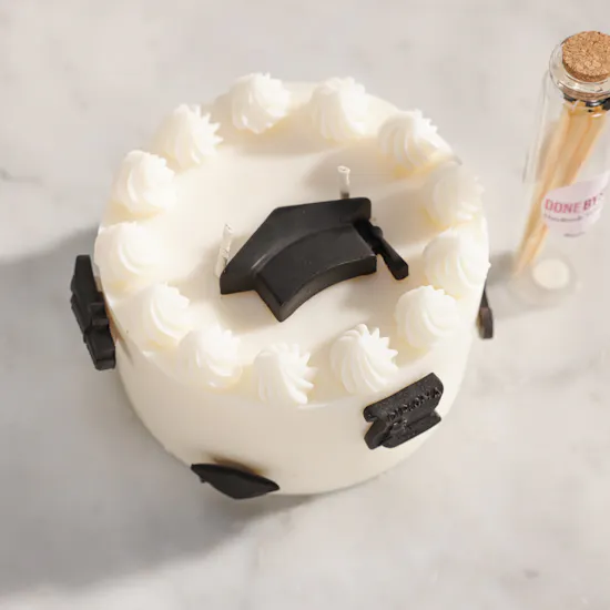 Done by SHK Black and White Graduation Cake Candle | Delicate Joy Bouquet