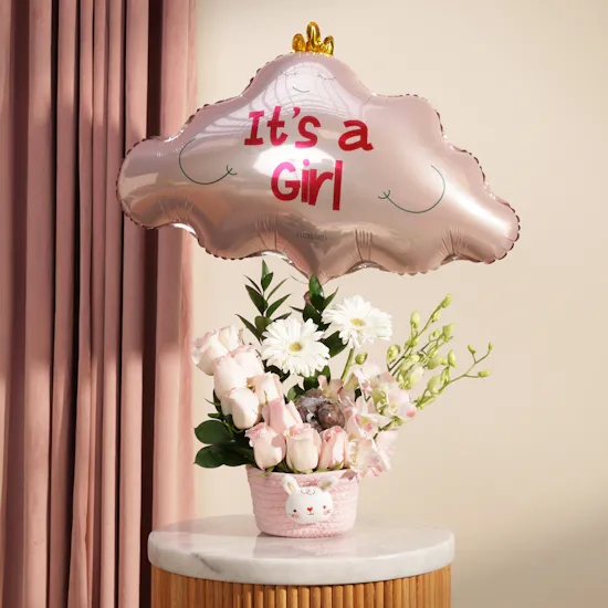 Floward Chocolates | Little Princess Balloon and Flower Basket