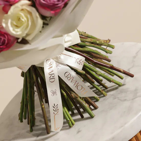 Happy Birthday in Russian Soft Tones Flowers Bouquet