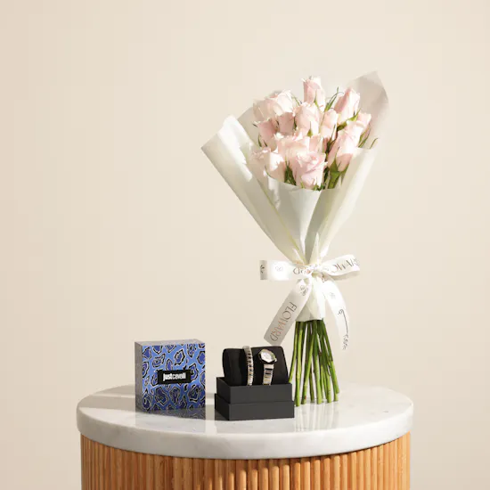 Just Cavalli Signature Snake Aria Ladies Fashion Watch | Blush Harmony Flower