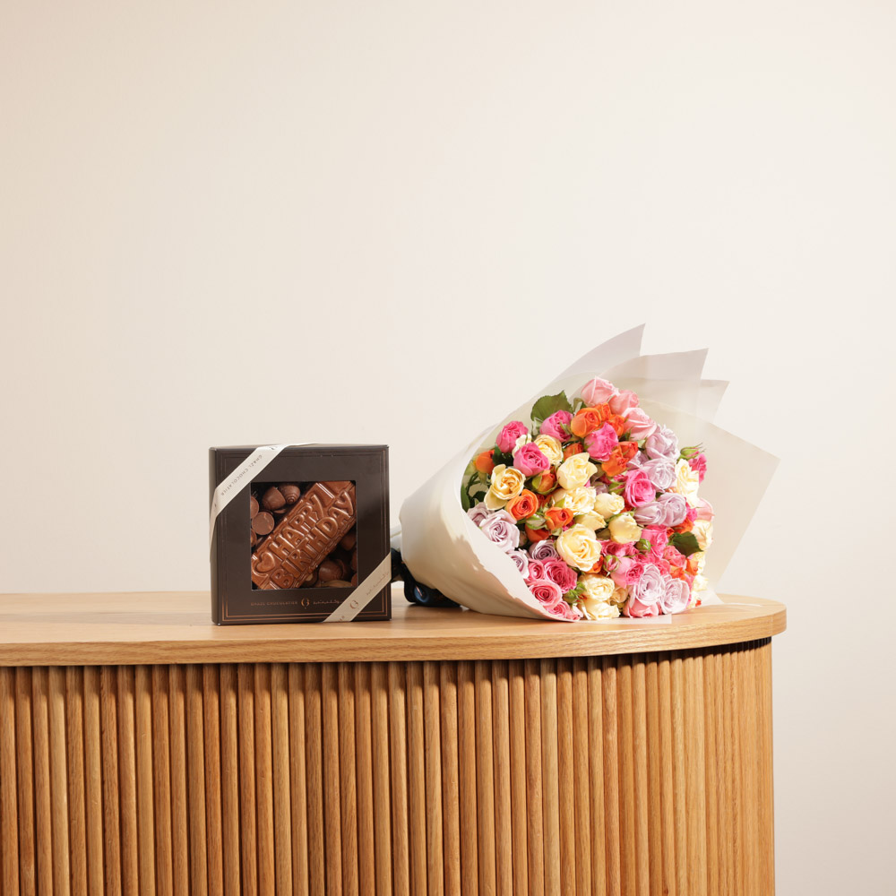 Ghazl Happy Birthday Chocolate Box | Happiest Flowers Bouquet 