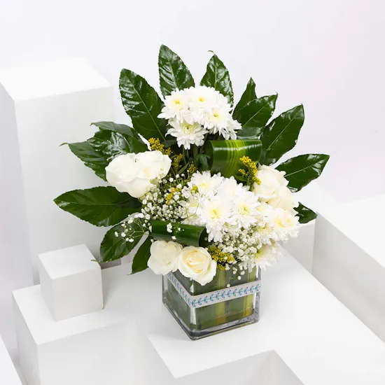 Get Well Soon White Peacock Vase