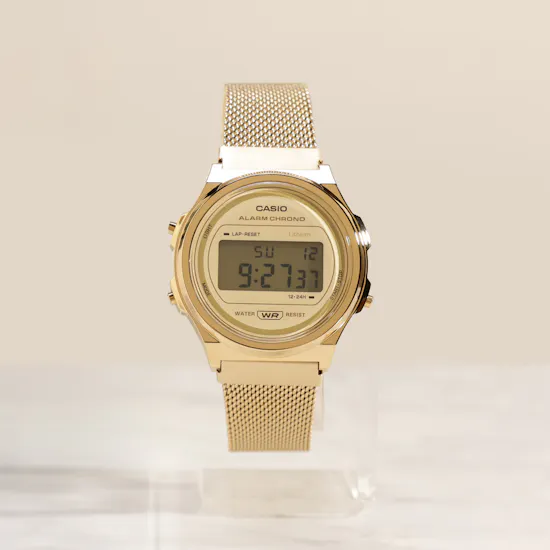 Casio Gold-Tone Vintage Unisex Round Digital Watch