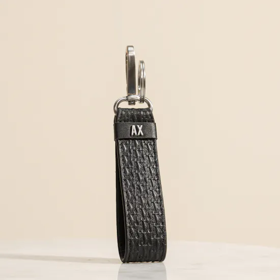 Armani Exchange Monogram Debossed Cardholder and Keychain Set
