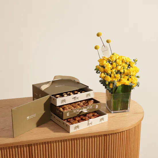Golden Date Assorted Dates Box | Cheerful Flower Vase