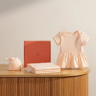 Anvi Baby Girl Peach Onesie Dress Up to 3 Months Gift Set Anvi Baby Girl Peach Onesie Dress Up to 3 Months Gift Set