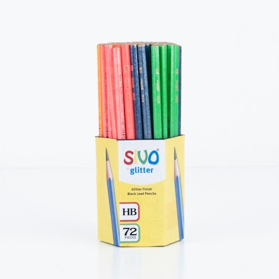 Sivo 72 Pieces Glitter Hb Pencils Hex Stand