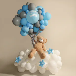 Welcome Baby Boy Balloons and Bear Set