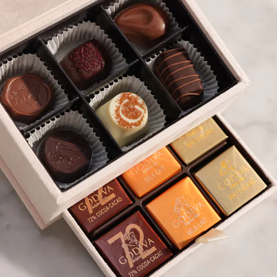 Godiva Off White Velvet Chocolate Box