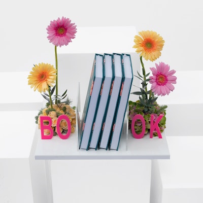 Pink Acrylic Books Holder | Flowers