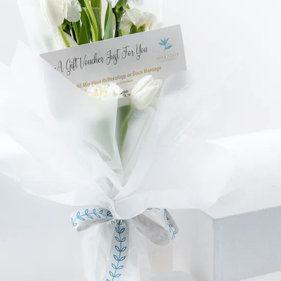 Sparadise Foot or Back Massage for Ladies Gift Voucher | White Blooms