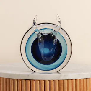 Blue Artistic Glass Cow Vase
