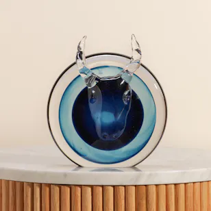 Blue Artistic Glass Cow Vase Blue Artistic Glass Cow Vase