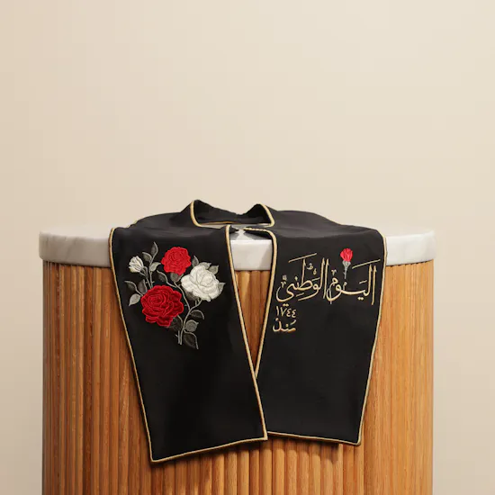 Saaf Omani National Day Rose Black Scarf