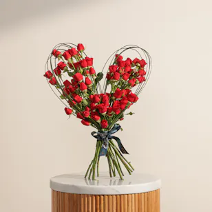 Royal Red Baby Rose Heart Bouquet 