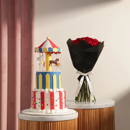 BreadTalk 2-Tier Carousel Cake | Playful Flowers