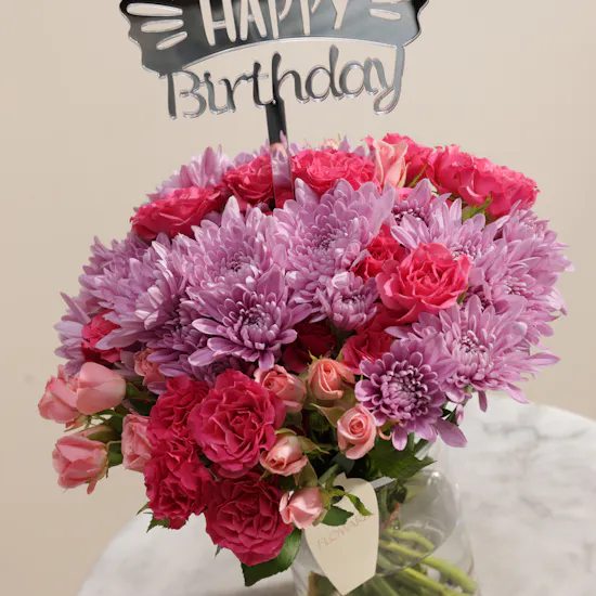 Floward Cute Unicorn Pink Birthday Cake | Sweet Wishes Flower Vase