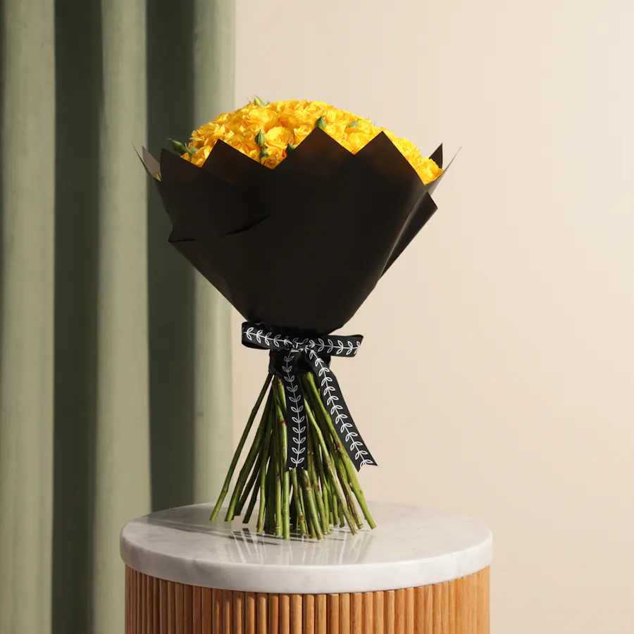 Yellow Glow Bouquet | 50 Baby Roses 6