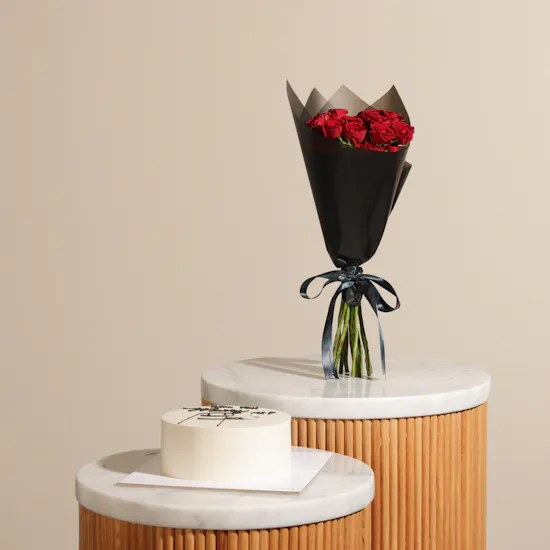 Koko Will You Marry Me Cake | Red Baby Rose Bouquet