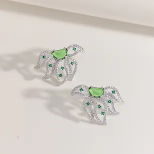 Floward Light Green Floral Octopus Earrings