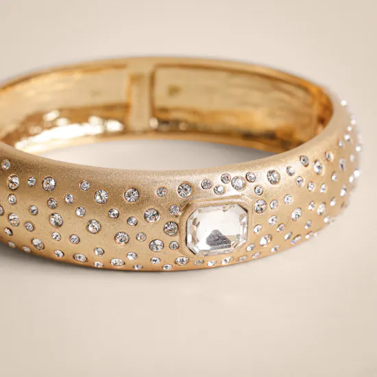 Lynyer Aurora Dust Gemstone Gold Plated Women's Bangle