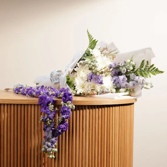 Graduation Purple & White Floral Set