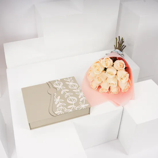 Floward Crunchy Chocolate Box | White Roses